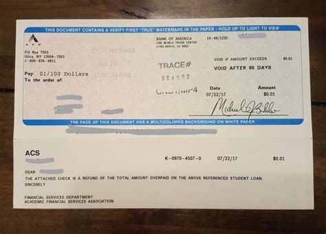 federal student loan refund check