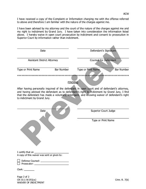 federal waiver of indictment form