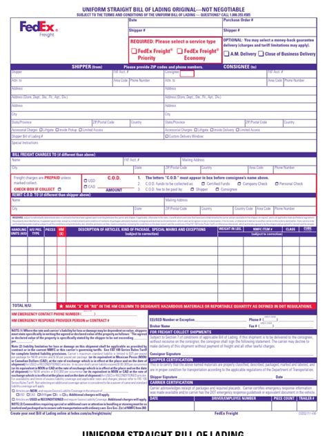 Fedex Bill Of Lading Printable: Everything You Need To Know