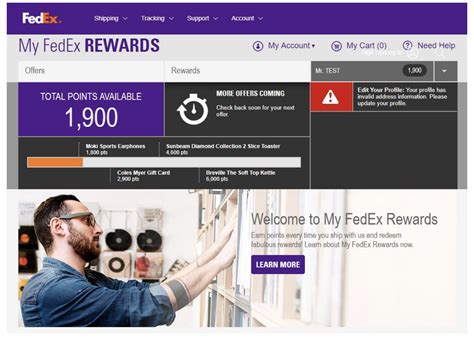 fedex rewards program login