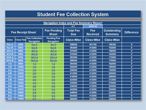 fee structure format in excel free download