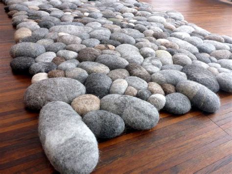 felted wool ball river rock rug