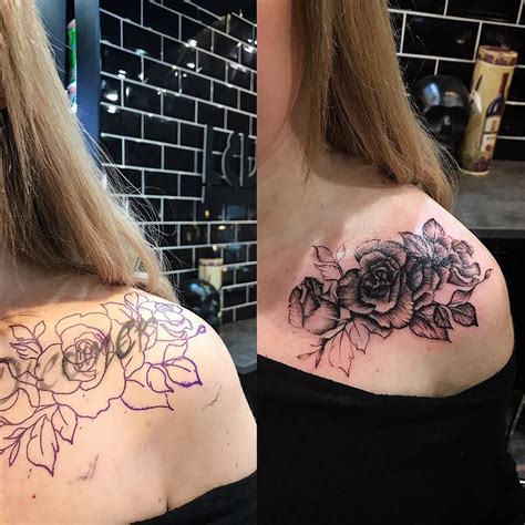 Female Dark Cover Up Tattoos Chest