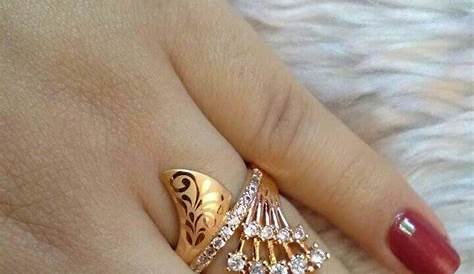 Female Gold Finger Ring Designs Beautiful Plated K4 Fashion