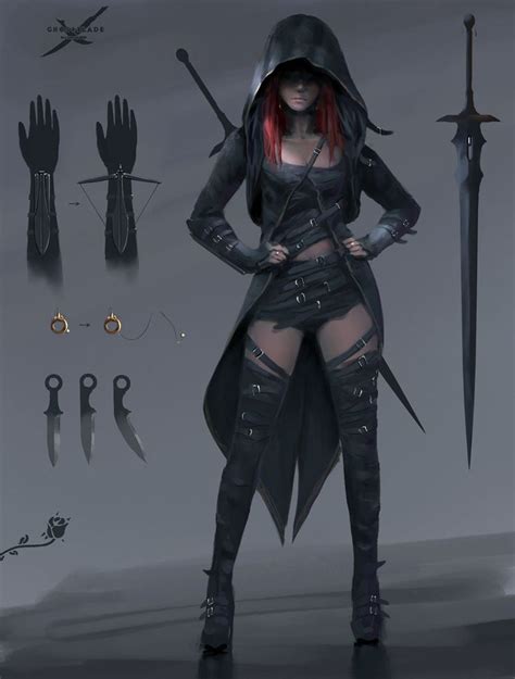 female assassin outfit drawing