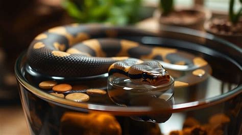 Female Ball Python Soaking In Water Bowl