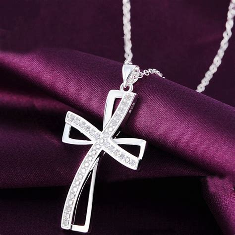 female silver cross necklace