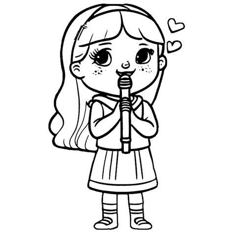 Female Singing Performance Coloring Page