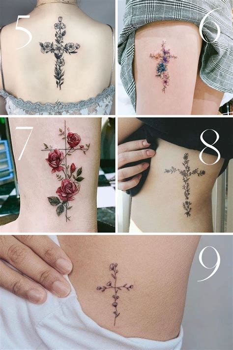 Awasome Feminine Cross Tattoos Designs References