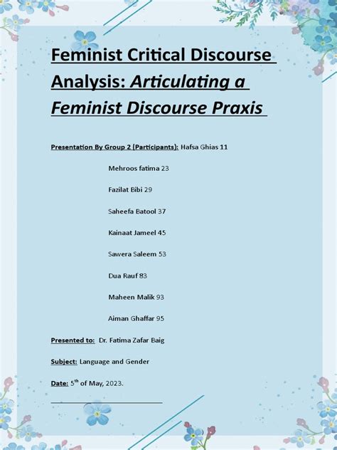 feminist critical discourse analysis methodology