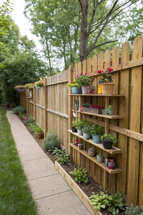 fence with shelves
