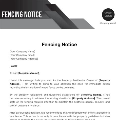 Fencing Notice Example