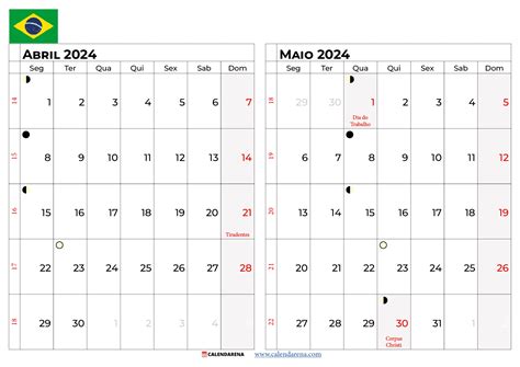 feriados em abril e maio 2024