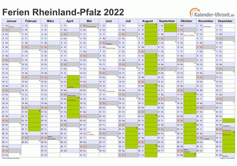 Ferien RheinlandPfalz 2021, 2022