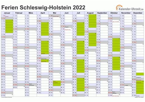 Ferien SchleswigHolstein 2023 Ferienkalender zum Ausdrucken