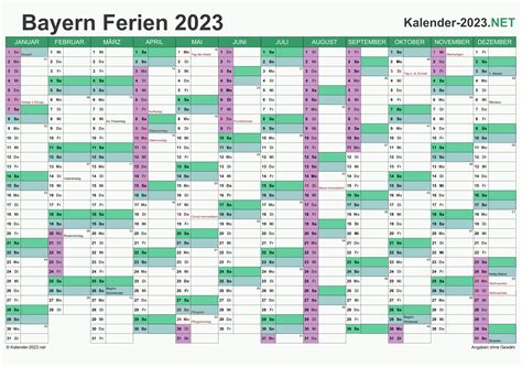 Kalender 2023 + Ferien Bayern, Feiertage