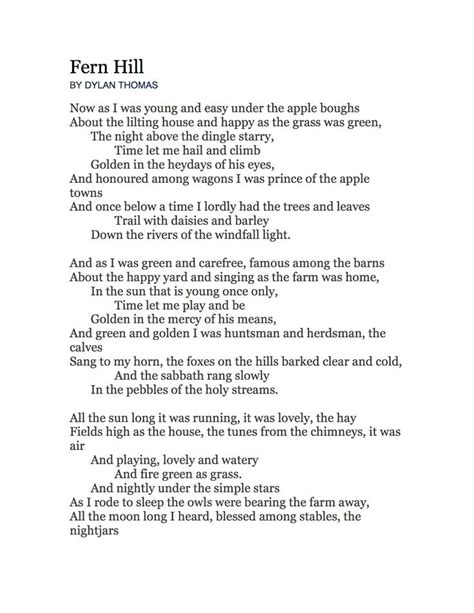 fern hill by dylan thomas poem