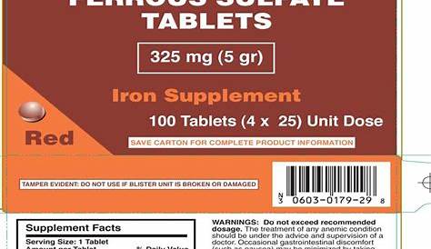 Major FeroSul (Ferrous Sulfate), 65 mg 100 Tablets (1 or 3
