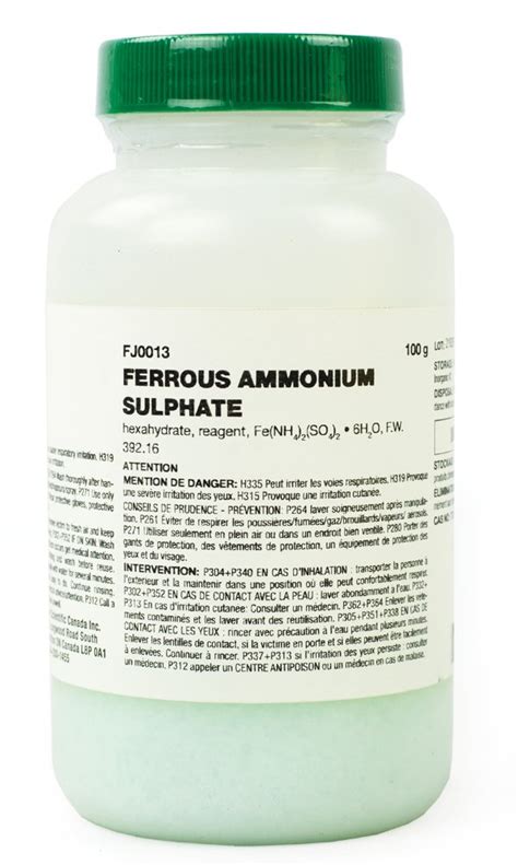 ferrous ammonium sulphate molecular weight