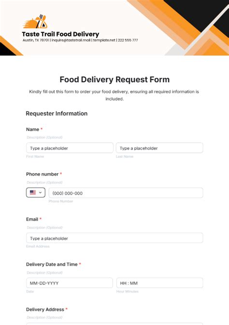 ferrum food request form template