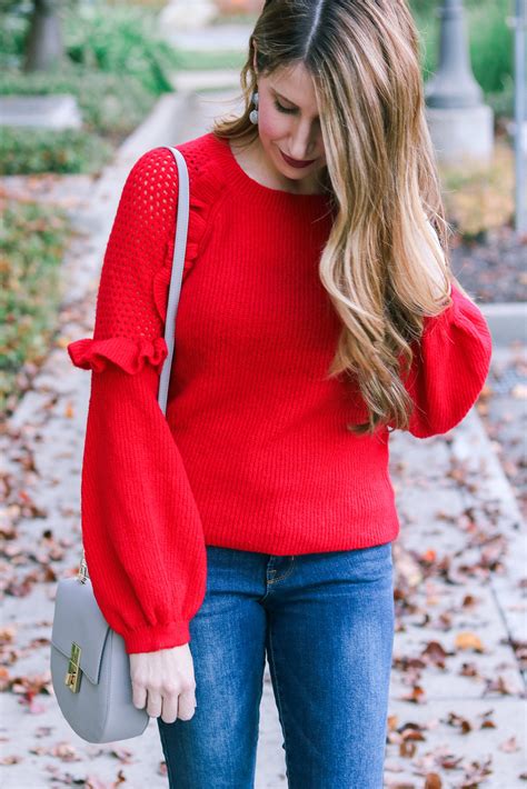 Festive casual attire ruffle sleeve top Fashion and Cookies