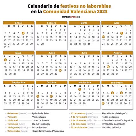 festivos comunidad valenciana 2023 calendario