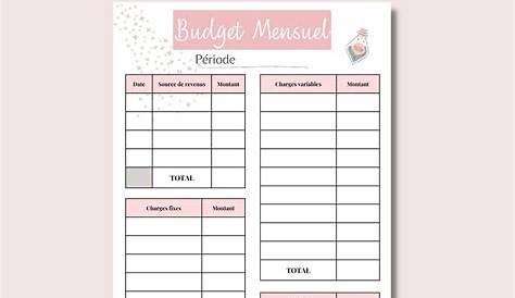 Template Fiches Budget mensuel imprimable 4 couleurs Template - Etsy France