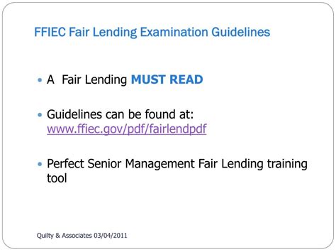 ffiec fair lending exam manual