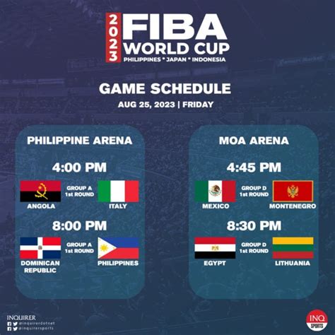 fiba world cup schedule august 25