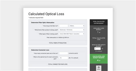 fiber optic budget calculator