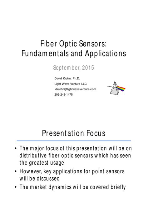 Fiber Optic Sensors Fundamentals And Applications