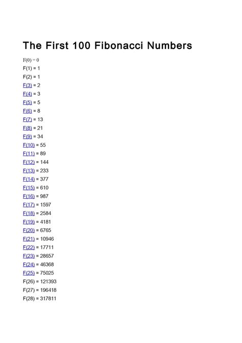 fibonacci numbers from 1 to 100
