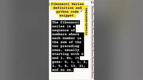 fibonacci series definition in python