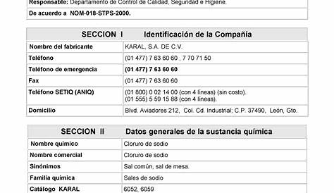 Cloruro de Sodio HOJA CAS | PDF | Contaminación | Agua