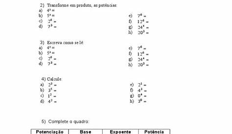 Fichas De Matematica 6 Ano Potencias | CLOUD HOT GIRL