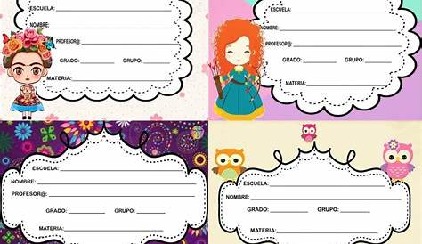 Etiquetas para poner nombre a los cuadernos | Colorear dibujos infantiles