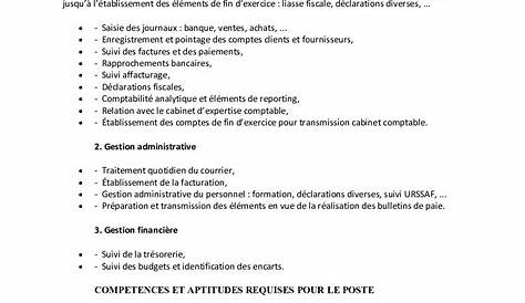 Fiche De Fonction Comptable Modèle MANUEL DES PROCEDURES Fichier PDF