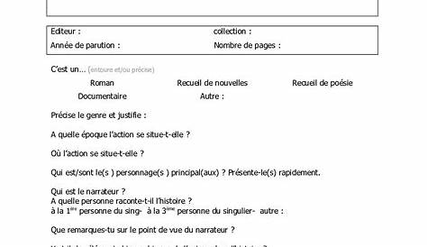 Fiche De Lecture Vierge PDF Télécharger 4ème Gratuit PDF