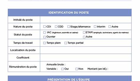 Fiche De Poste Pour Recrutement Plombier