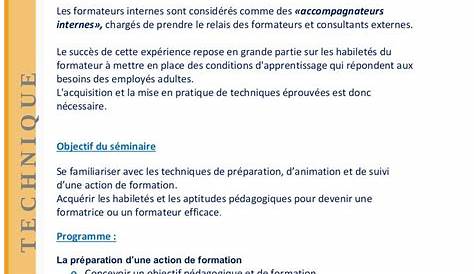 Fiche technique de la formation