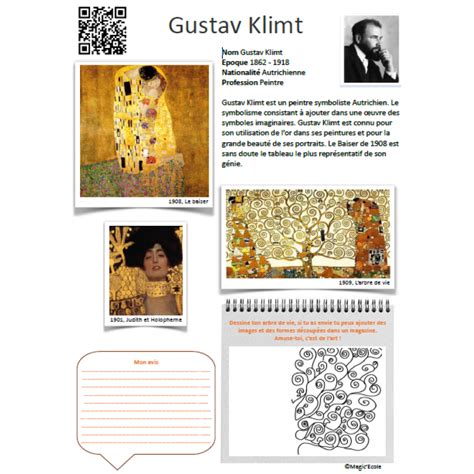 fiche artiste gustav klimt