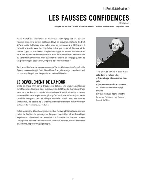 fiche de lecture marivaux