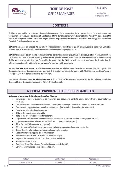 fiche de poste directeur logistique pdf