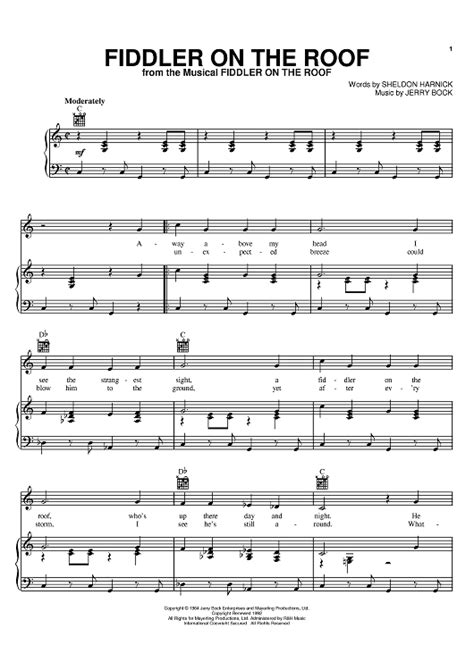 fiddler on the roof piano score