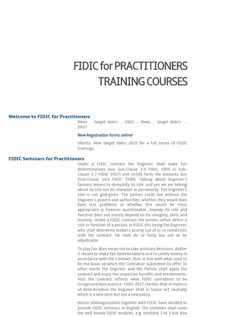 fidic training courses