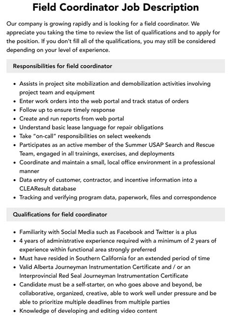 Field Coordinator Meaning