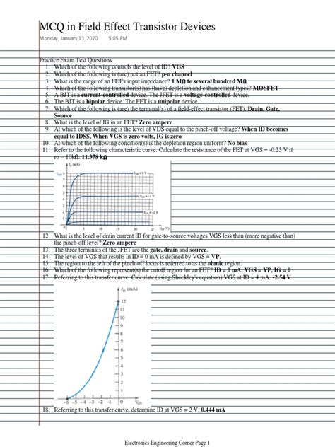 Field Effect Transistor Mcq Pdf