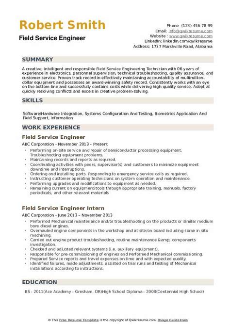field service engineer resume examples