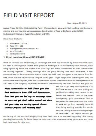 field visit report pdf for college students
