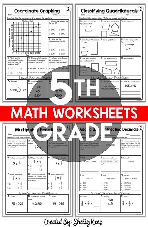 Fifth Grade Math Common Core Worksheets